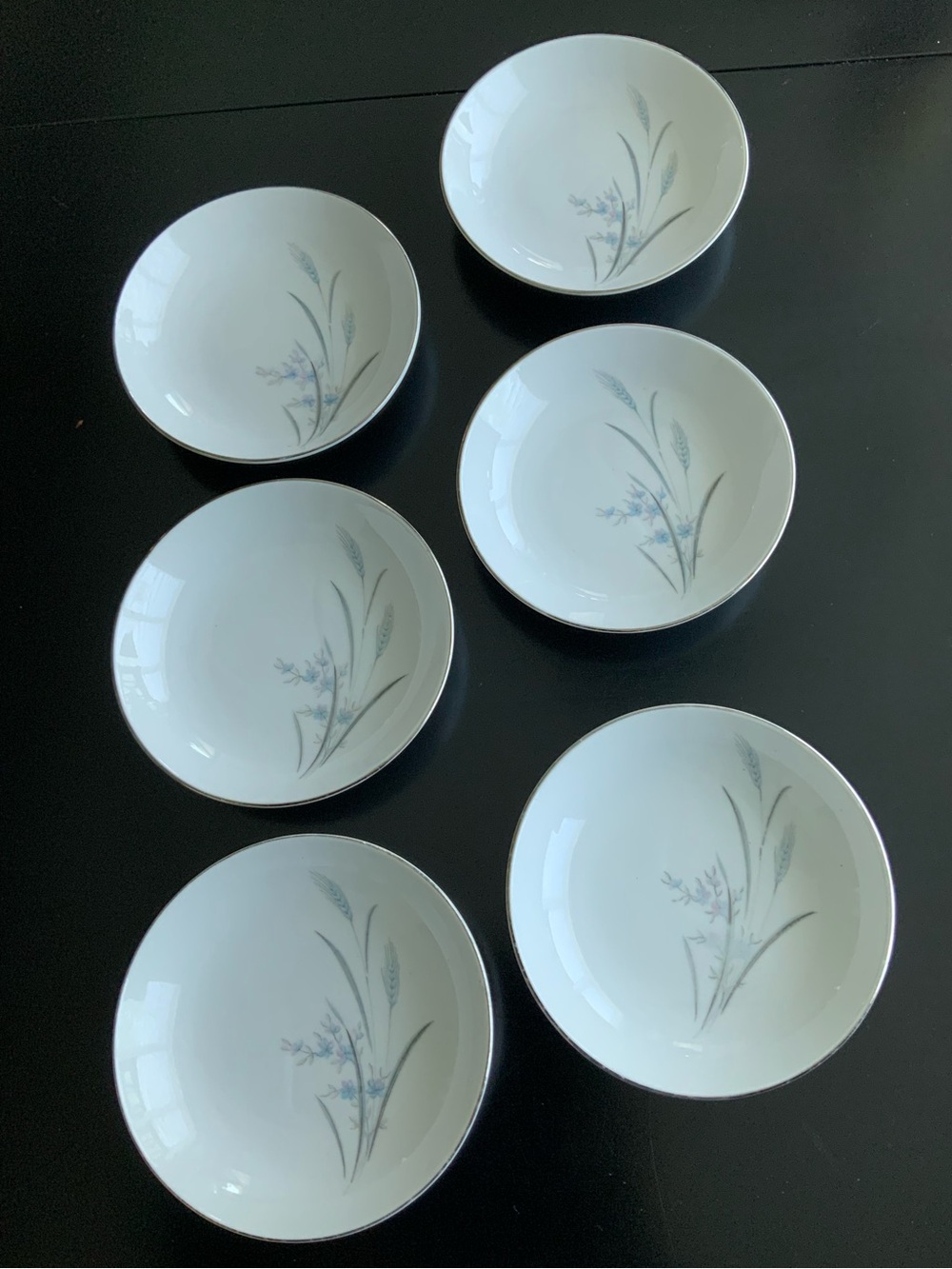 Castlecourt Fine China Wheat Harvest Japan 6 Fruit bowls Berry Blue